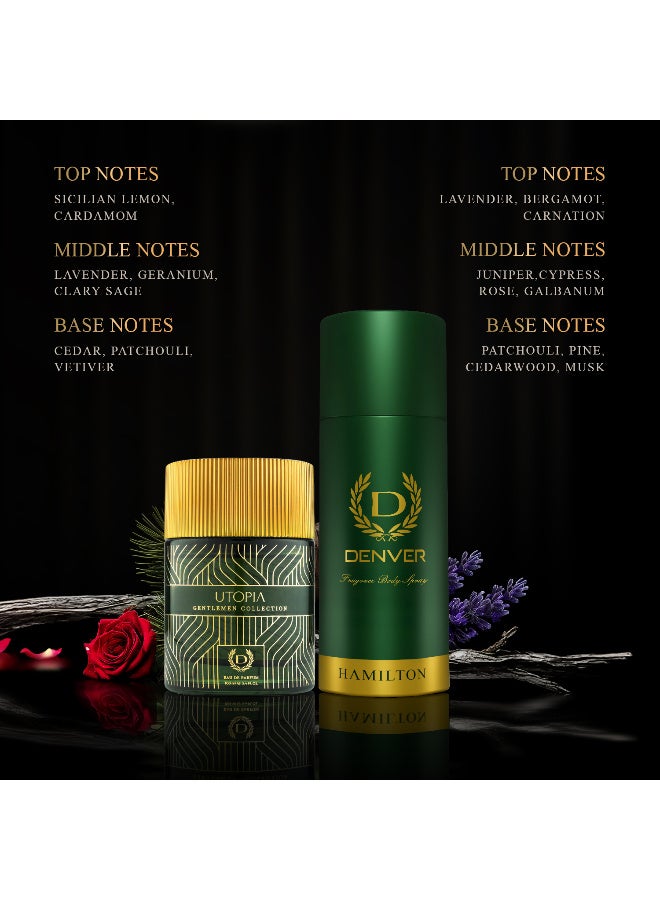 Denver Gentlemen Collection Gift Pack ( Hamilton Deo 165ML + Utopia Perfume 100ML) - Image 4